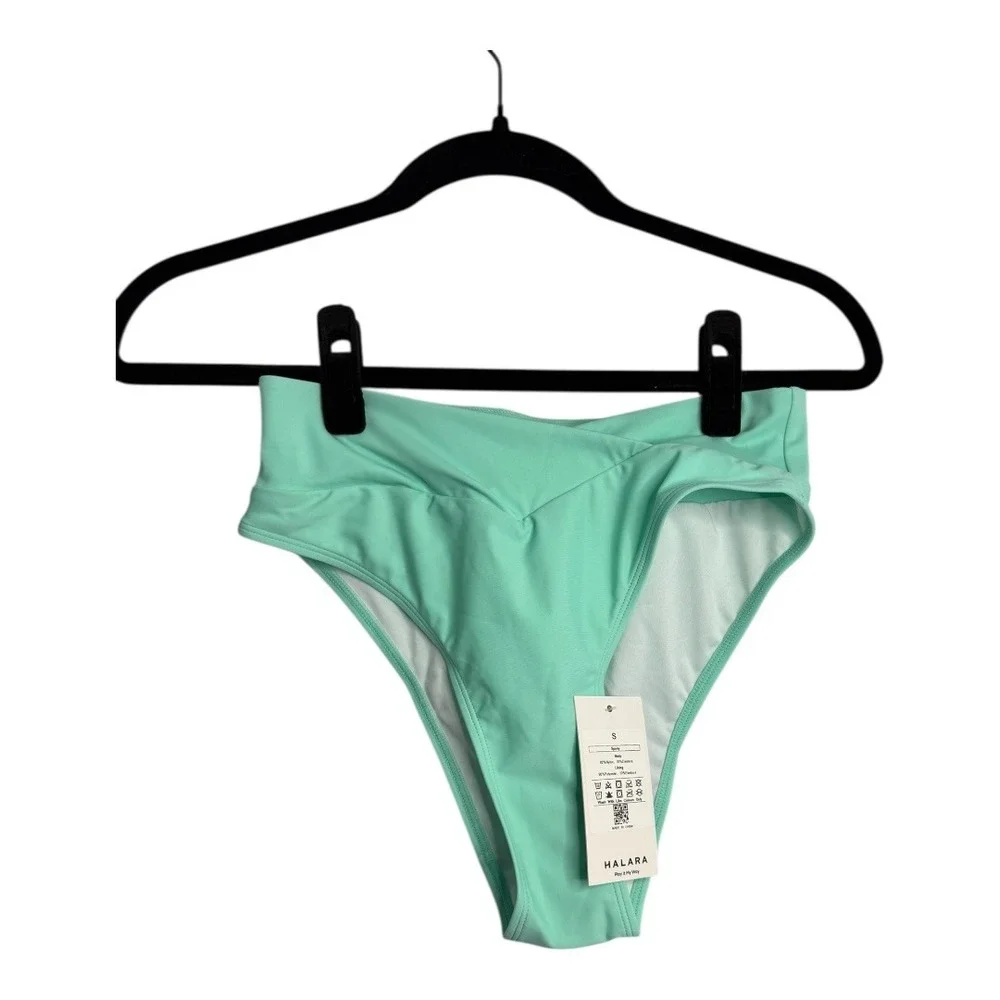 Halara Crossover Bikini Bottom in Fresh Green Onion Small‎ NEW